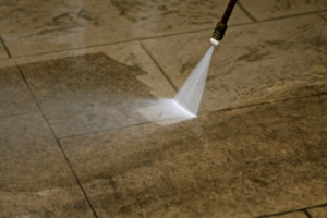 Power washing floor.